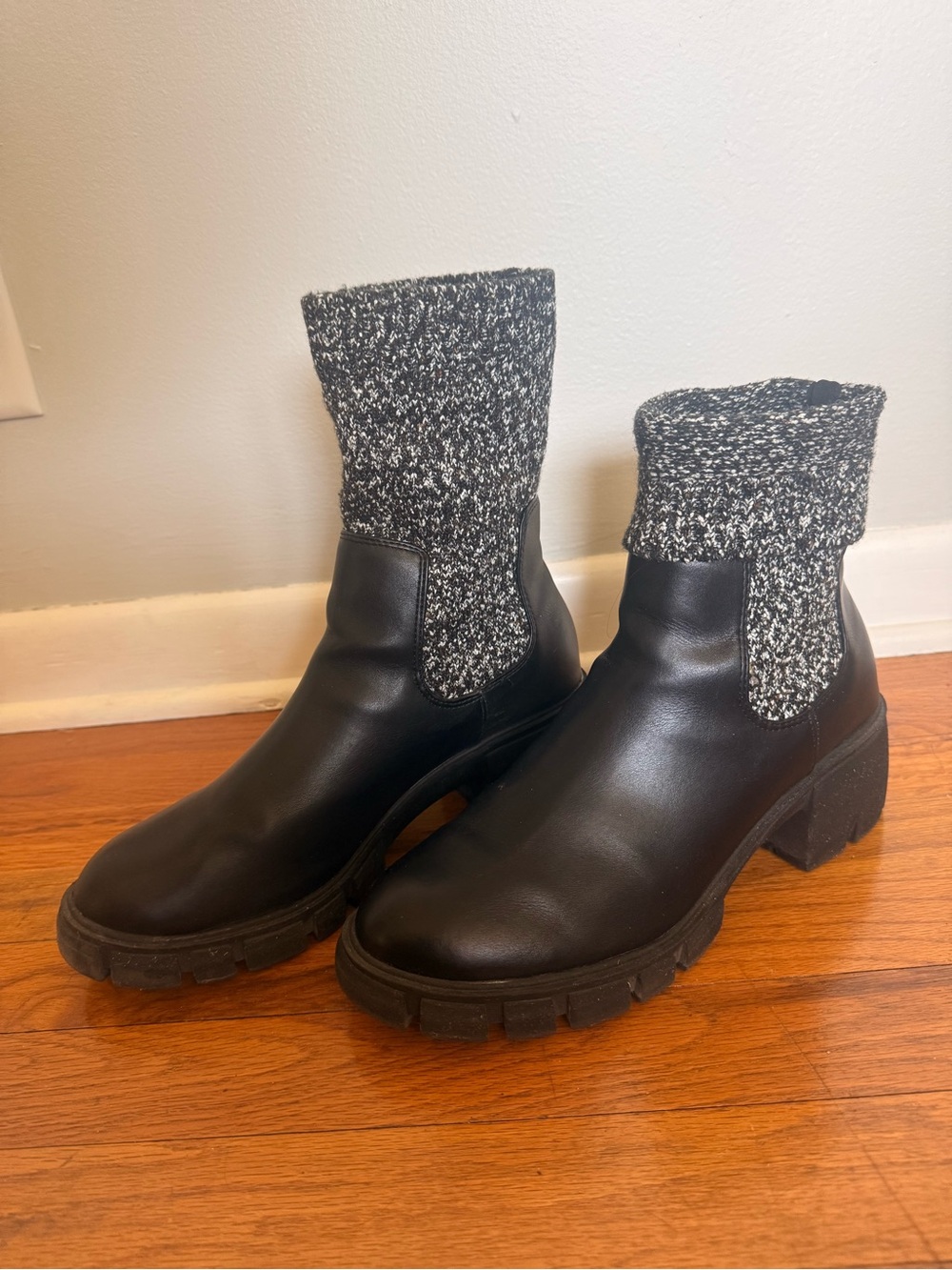 Women's Black Boots with Knit Cuff